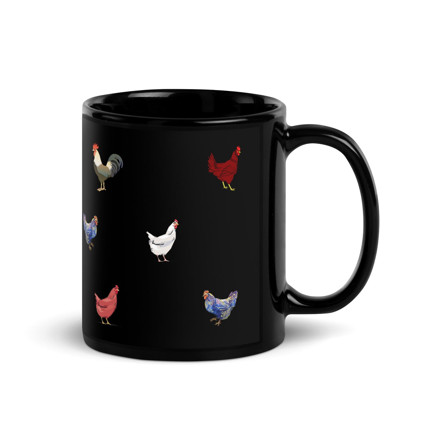 Chicken Black Glossy Mug