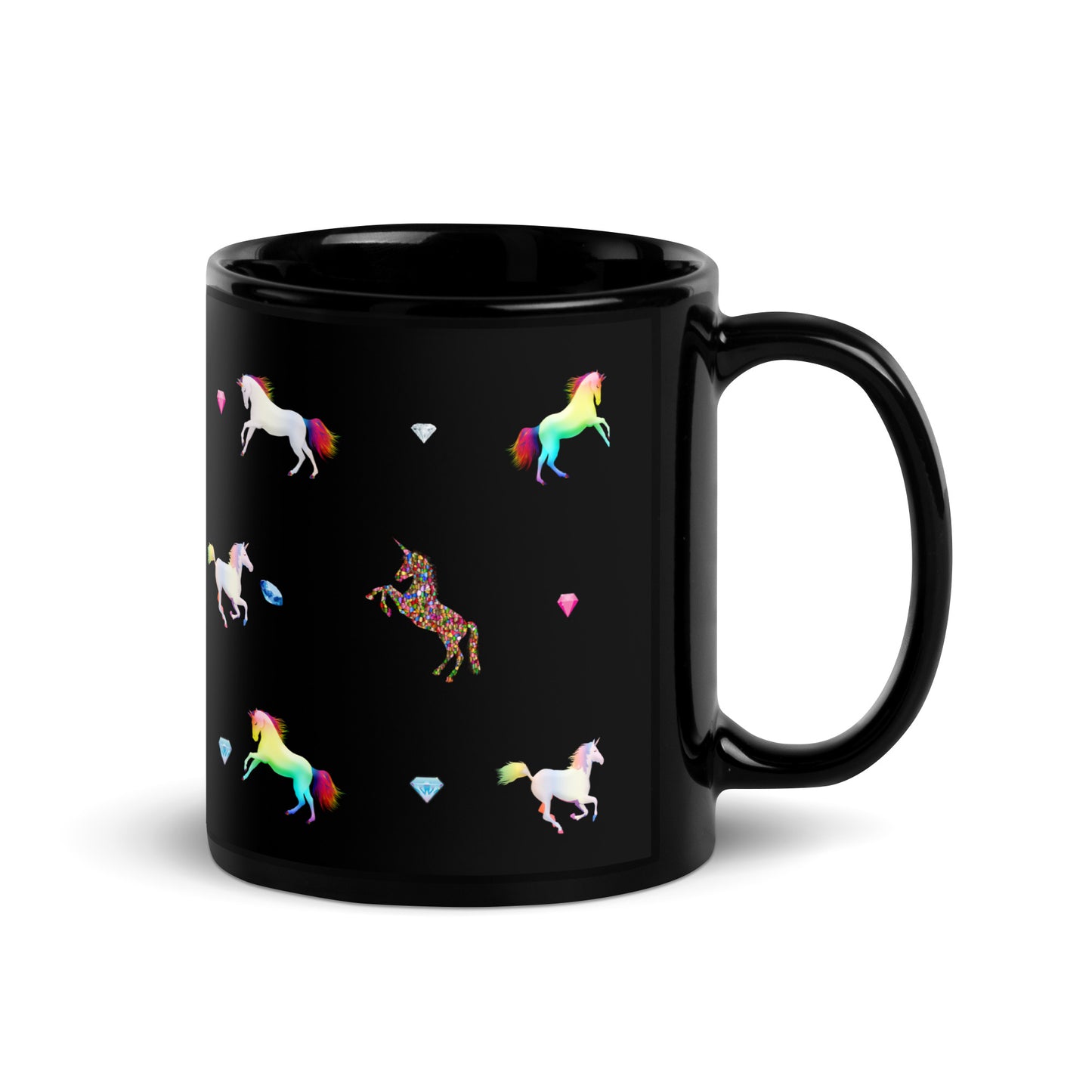 Unicorn Black Glossy Mug