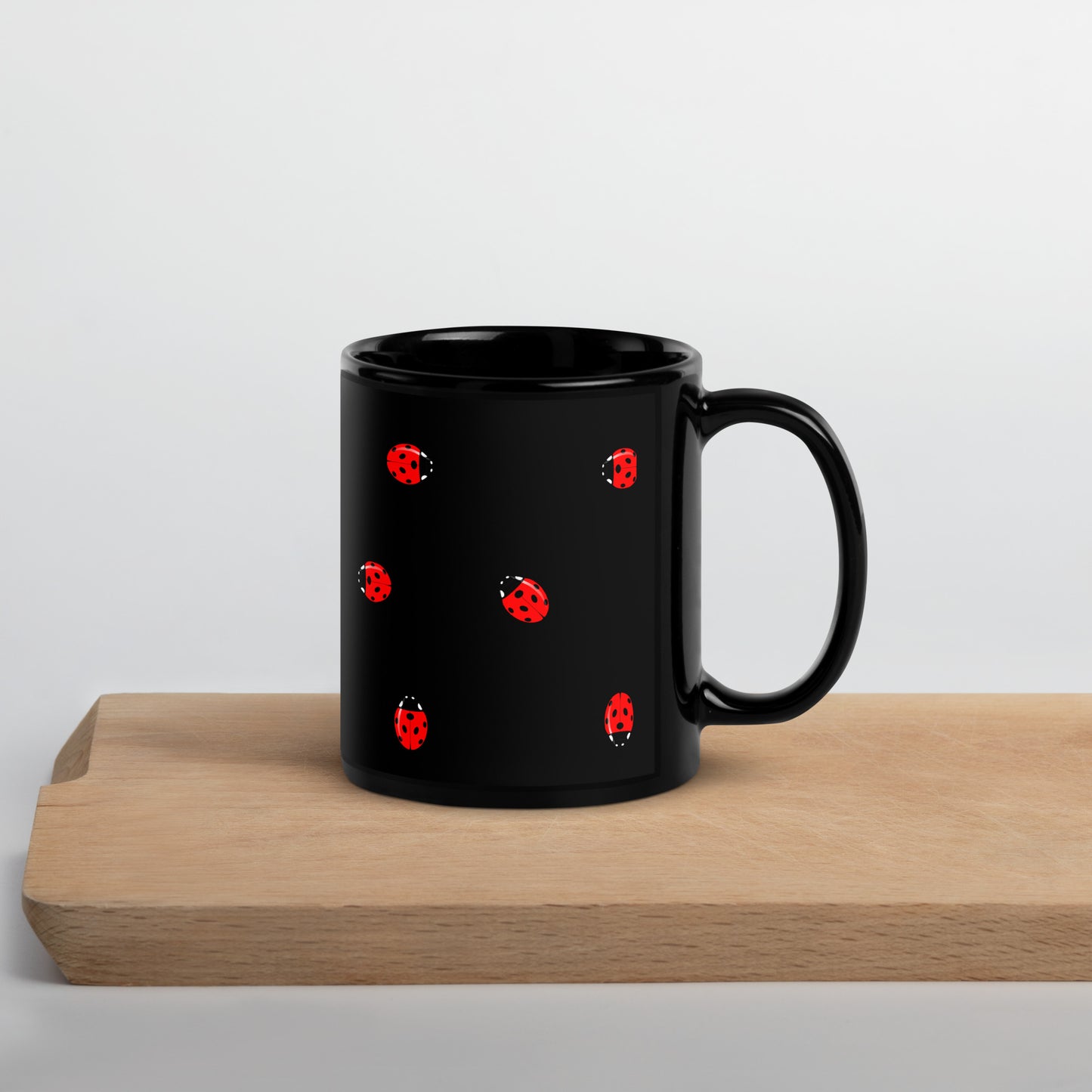 Ladybird Black Glossy Mug