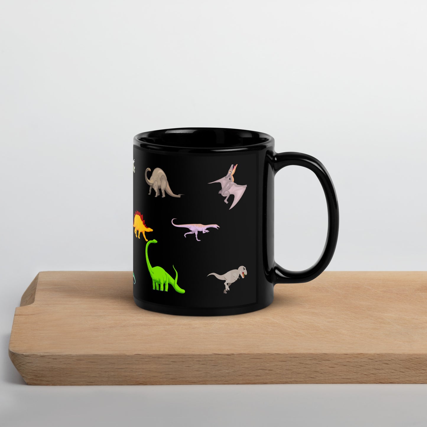 Dinosaur Black Glossy Mug