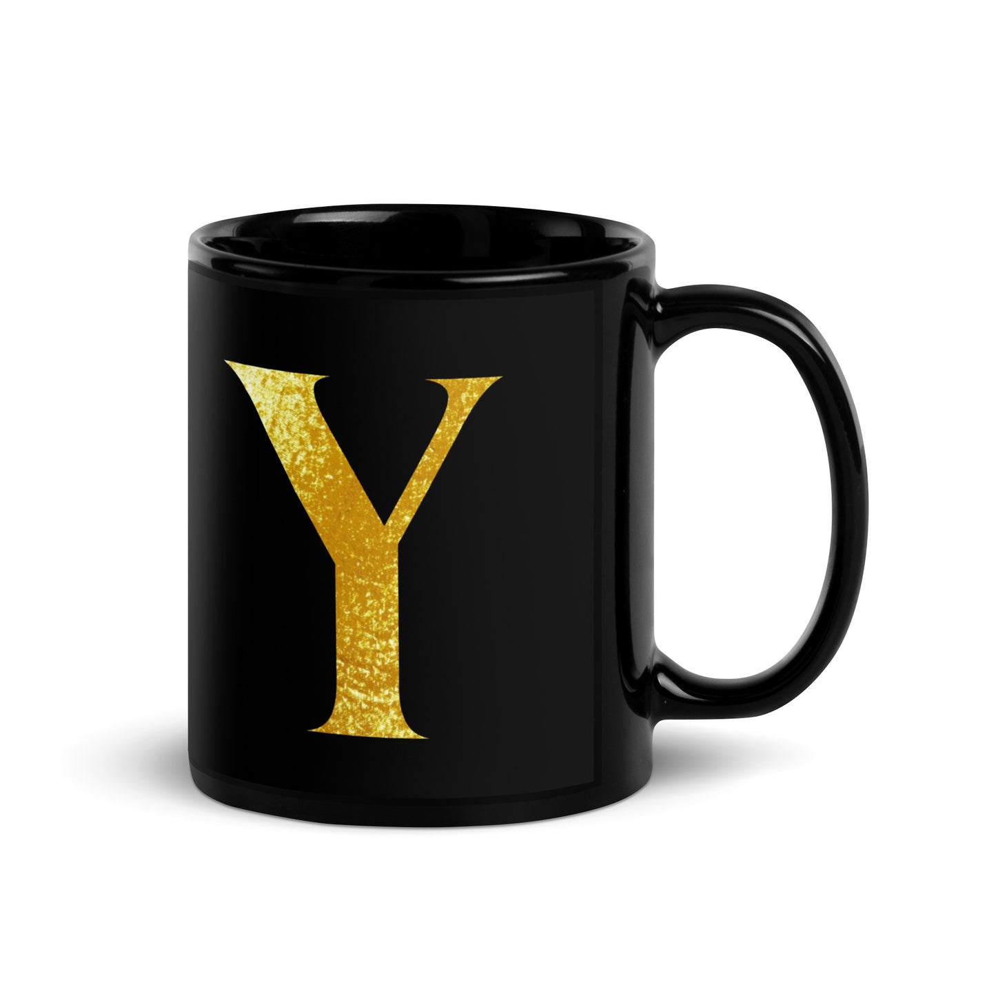 Monogram Y Black Glossy Mug