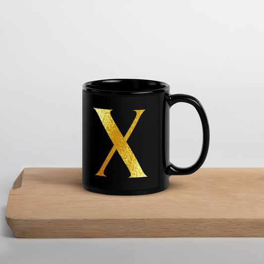 Monogram X Black Glossy Mug