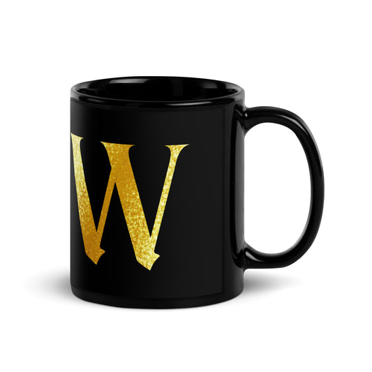 Monogram W Black Glossy Mug