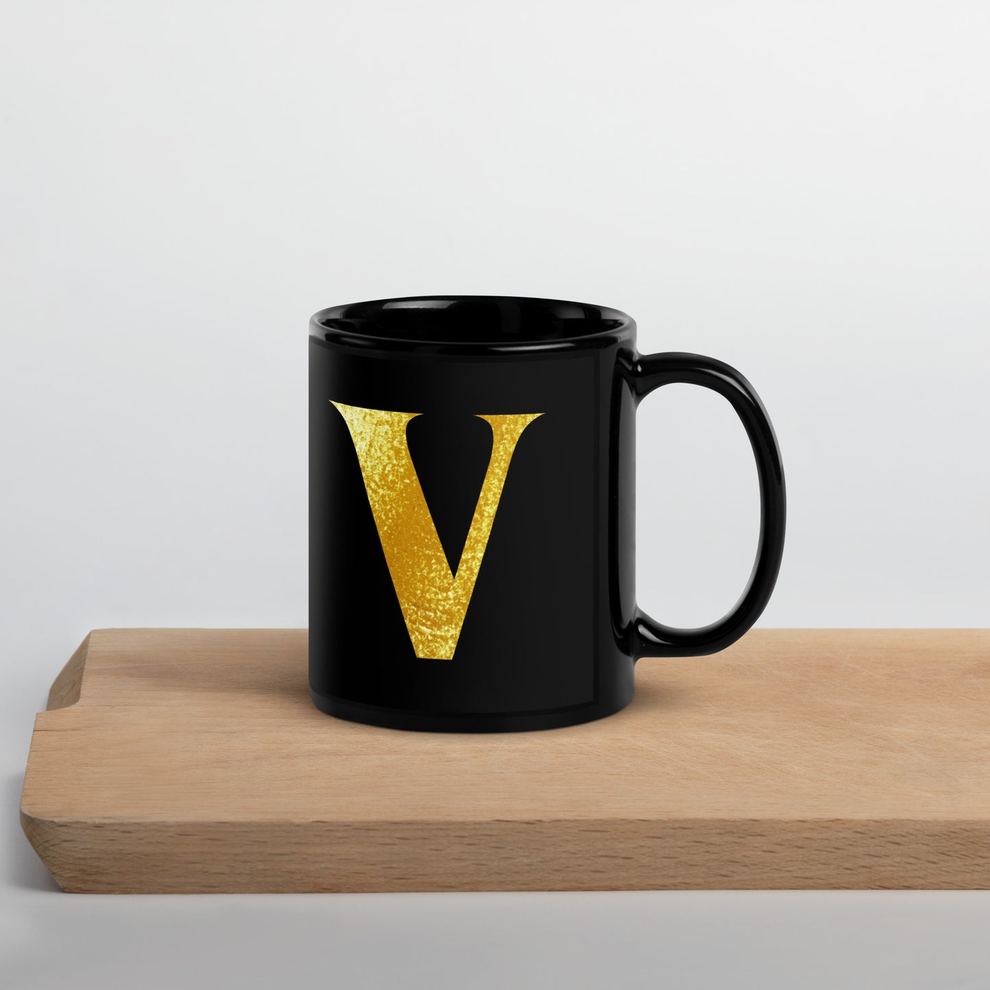 Monogram V Black Glossy Mug