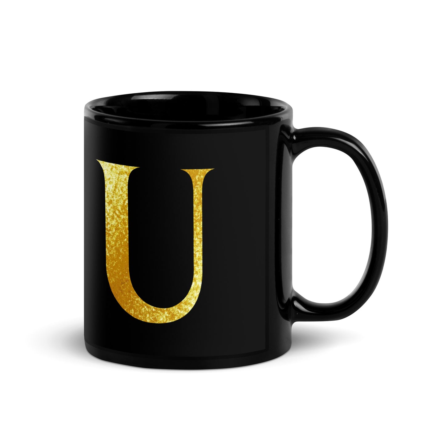 Monogram U Black Glossy Mug