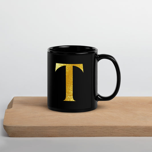 Monogram T Black Glossy Mug