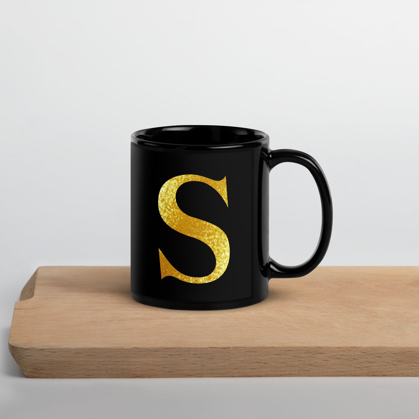 Monogram S Black Glossy Mug