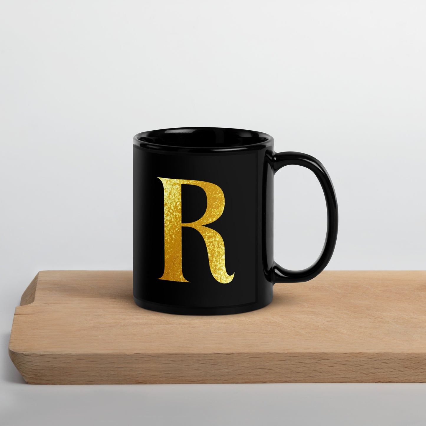 Monogram R Black Glossy Mug