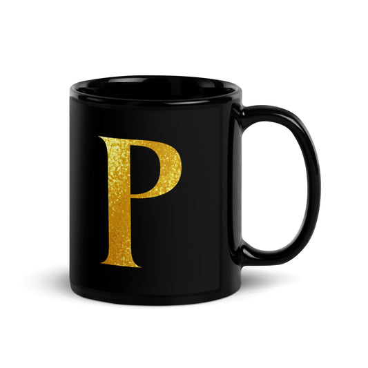 Monogram P Black Glossy Mug