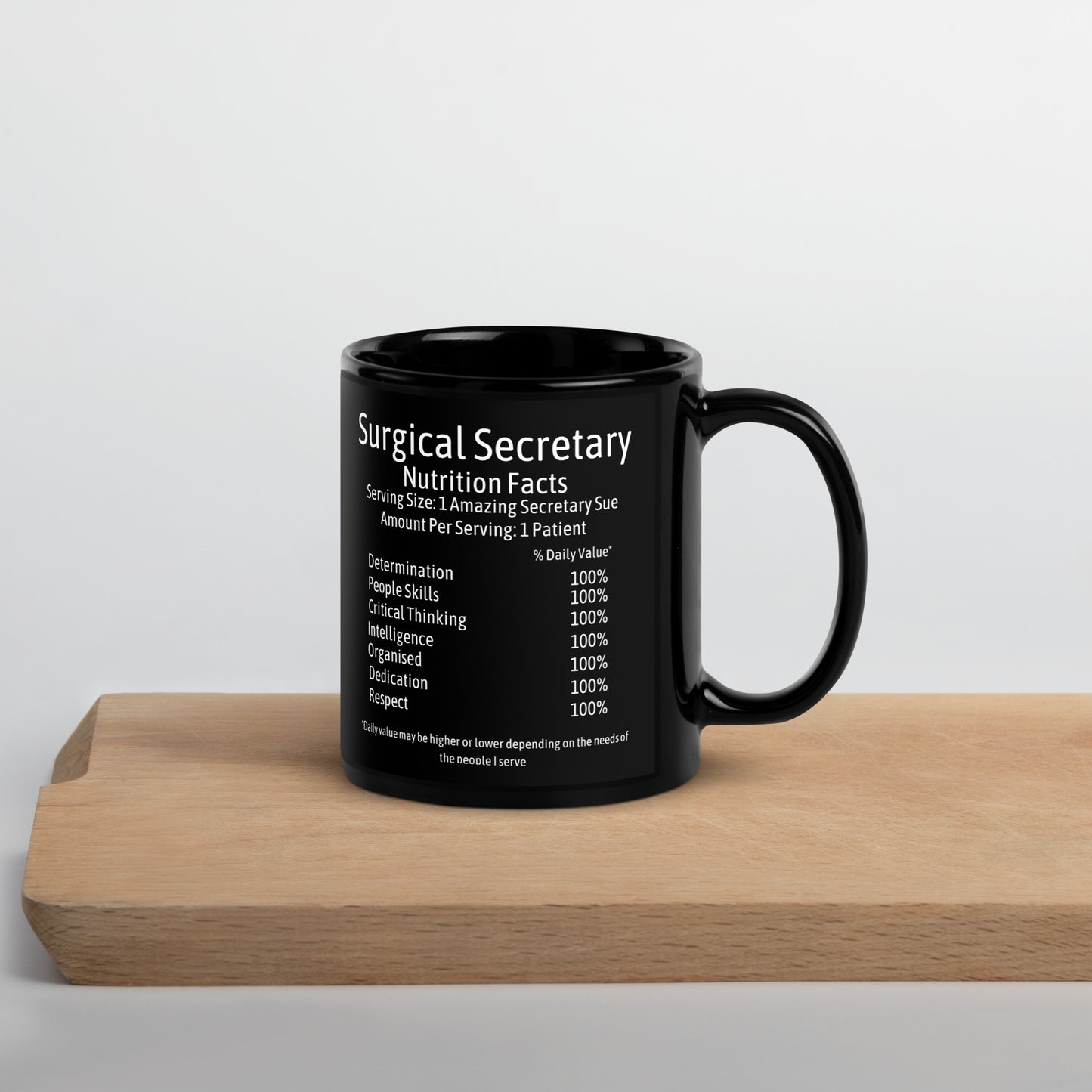 Personalised Surgical Secretary Black Glossy Mug