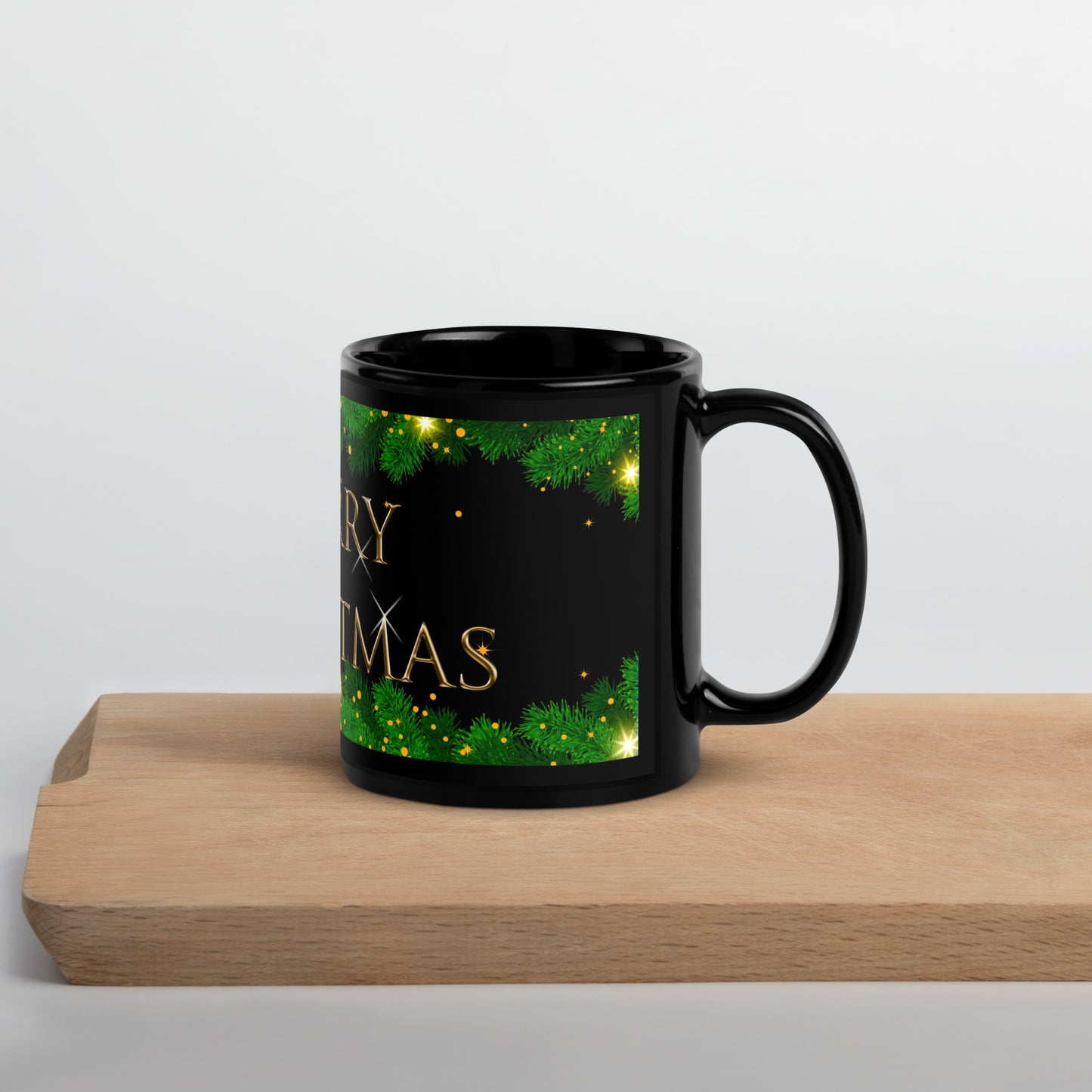 Sparkle Merry Christmas Black Glossy Mug