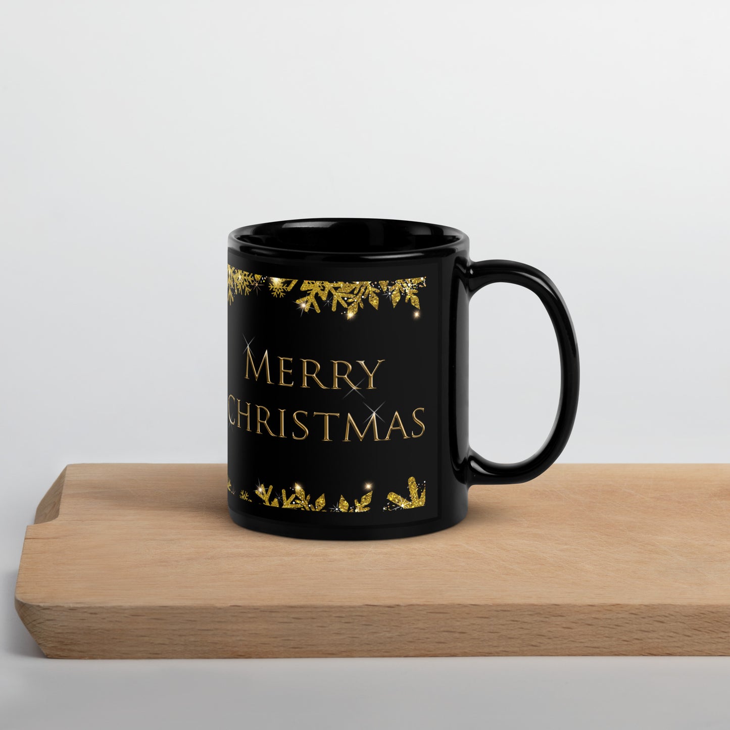 Merry Christmas Black Glossy Mug