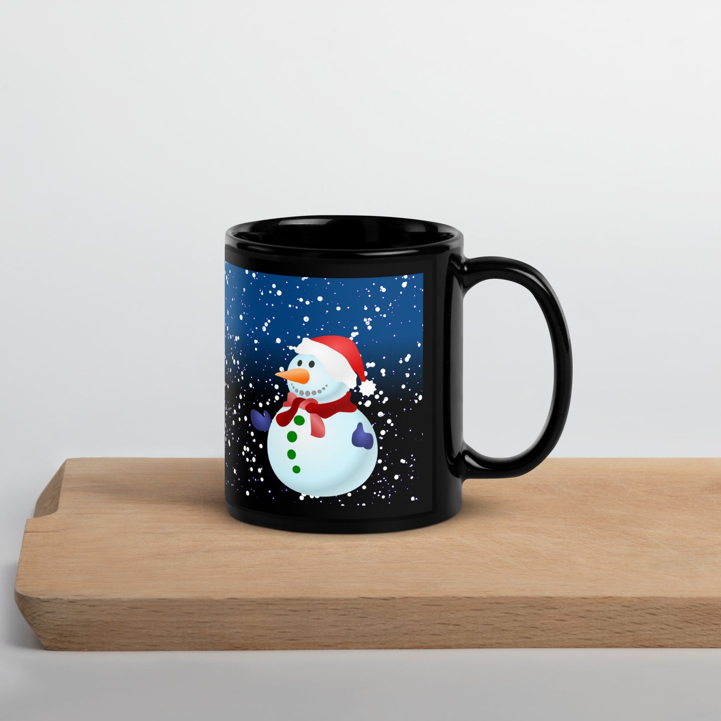 Snowman Black Glossy Mug