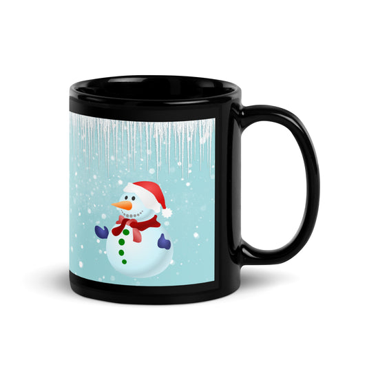 Ice Snowmen Black Glossy Mug