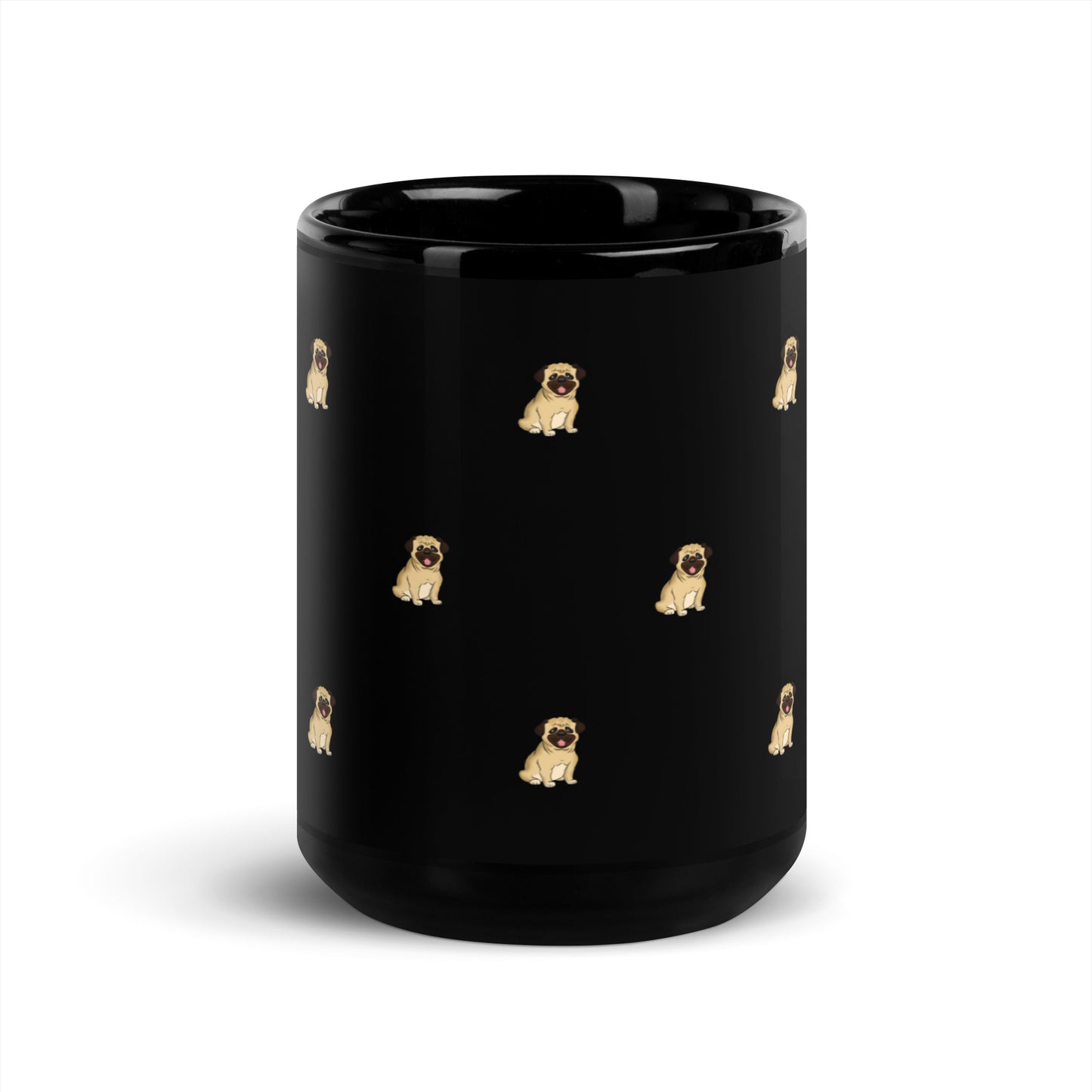 Pug Black Glossy Mug