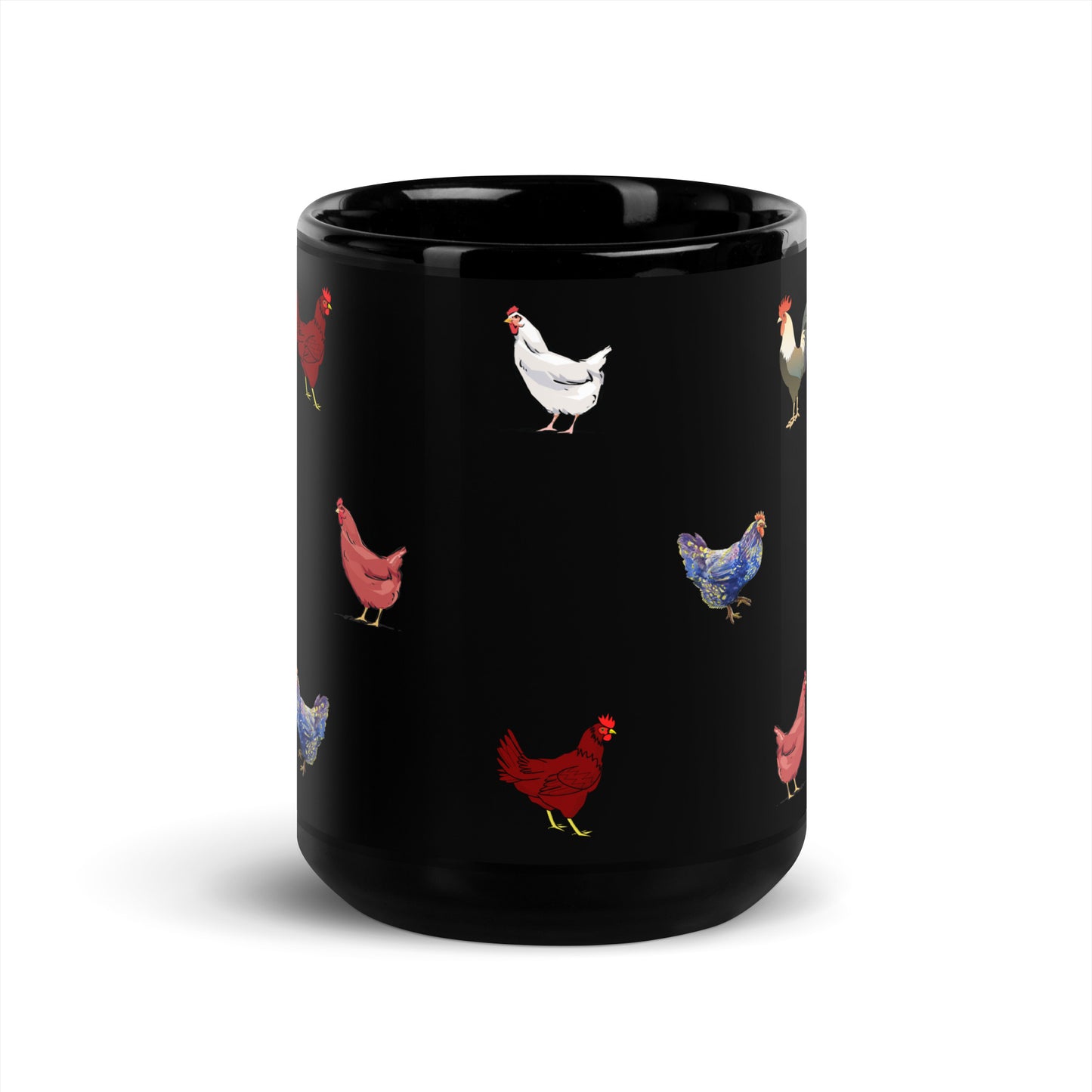 Chicken Black Glossy Mug