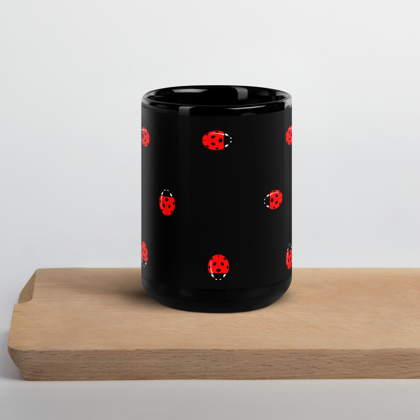 Ladybird Black Glossy Mug