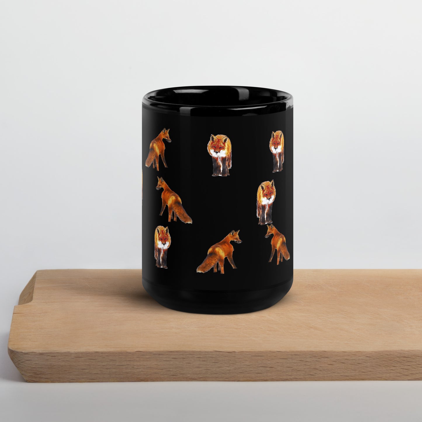 Fox Black Glossy Mug