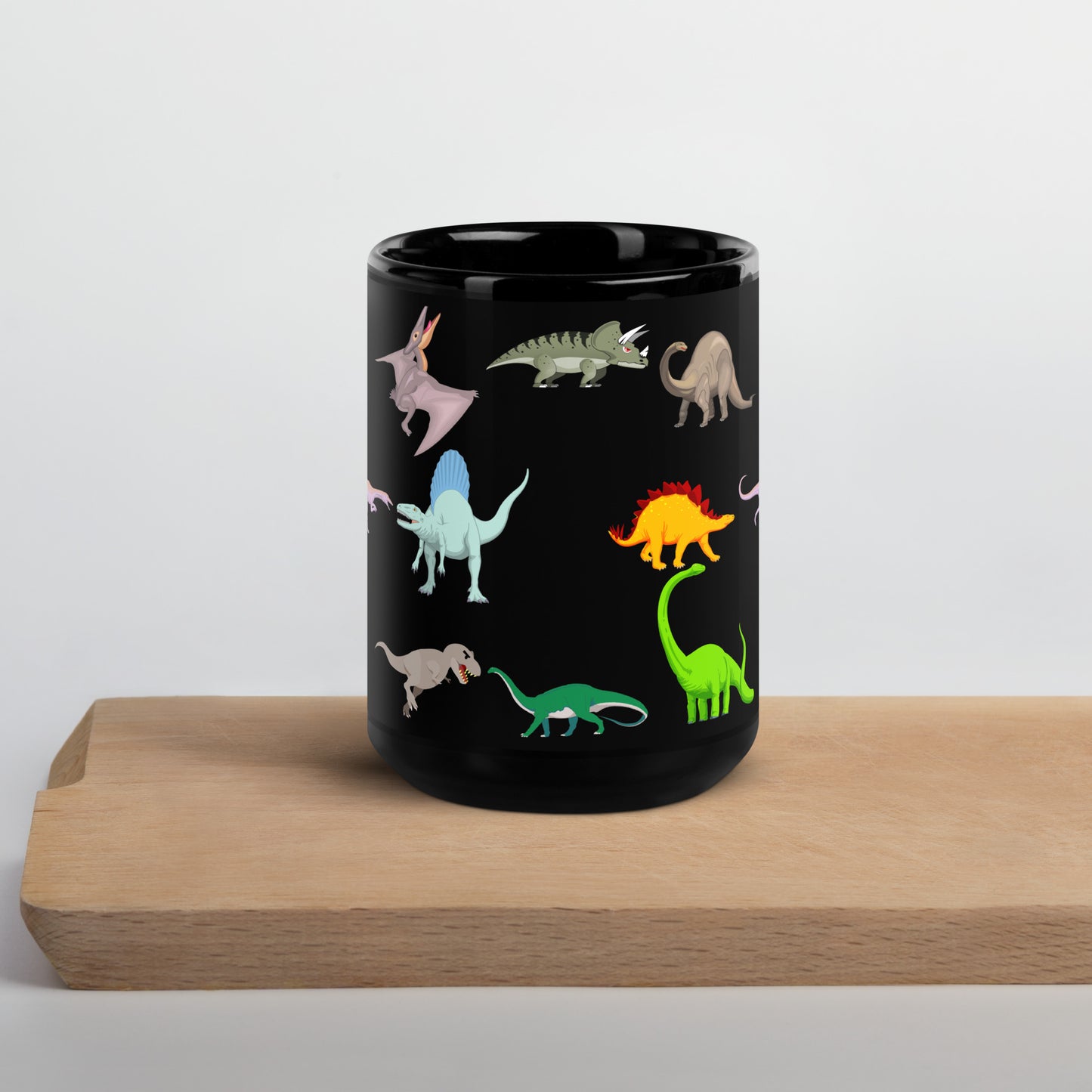 Dinosaur Black Glossy Mug