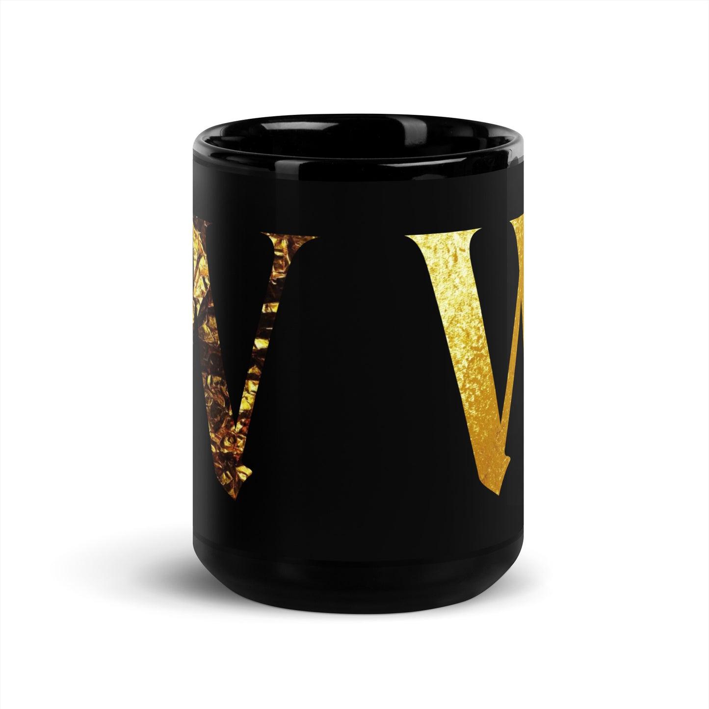 Monogram W Black Glossy Mug