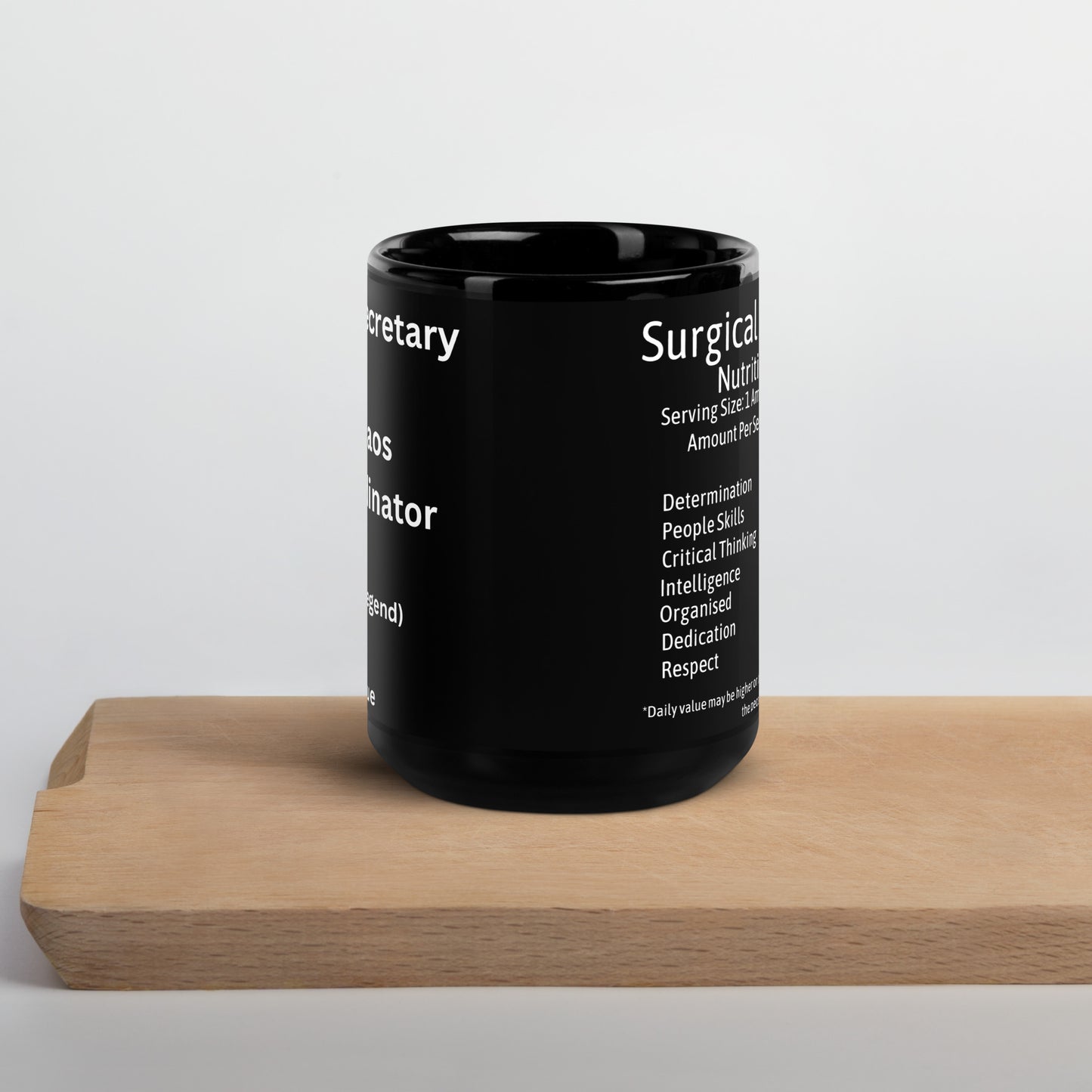 Personalised Surgical Secretary Black Glossy Mug