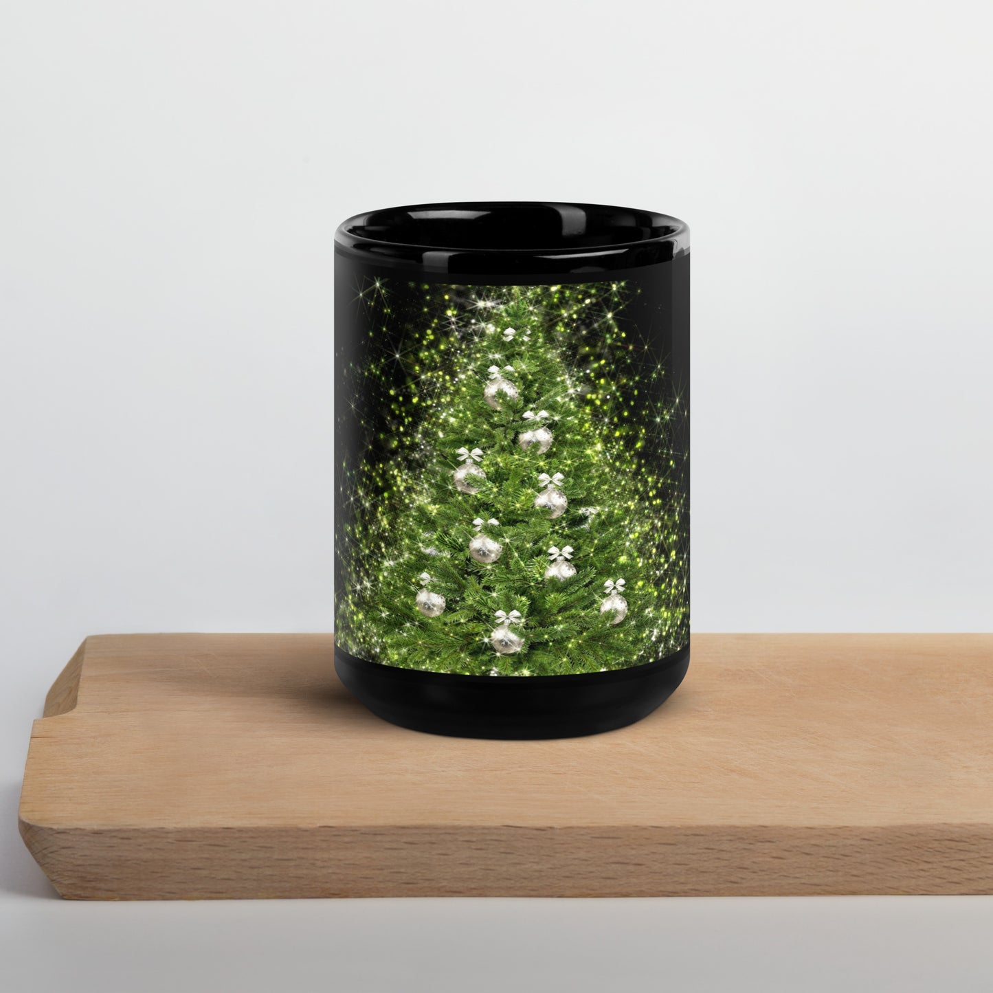 Xmas Tree Black Glossy Mug