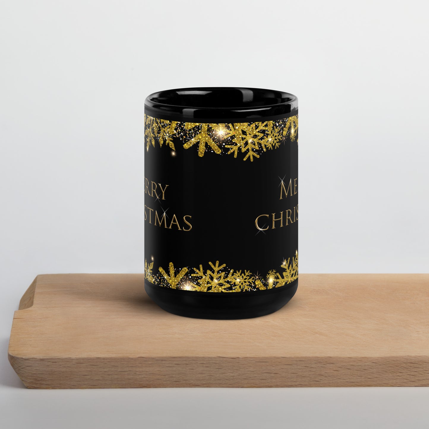 Merry Christmas Black Glossy Mug