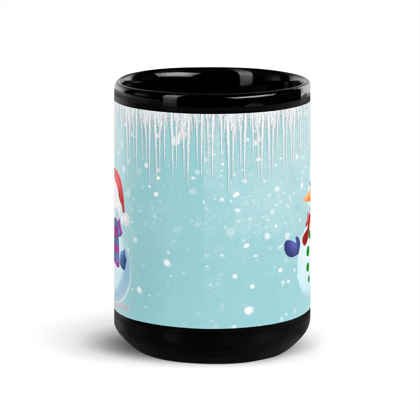 Ice Snowmen Black Glossy Mug