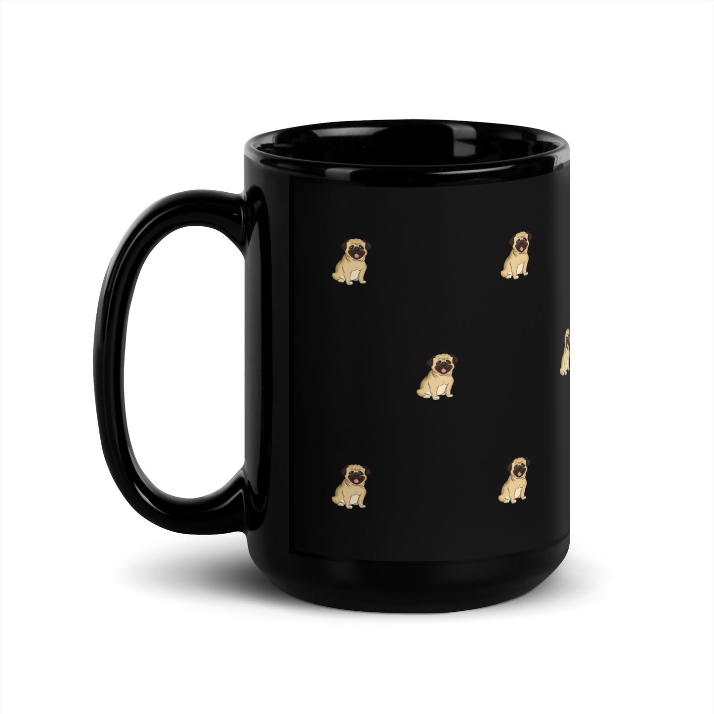 Pug Black Glossy Mug