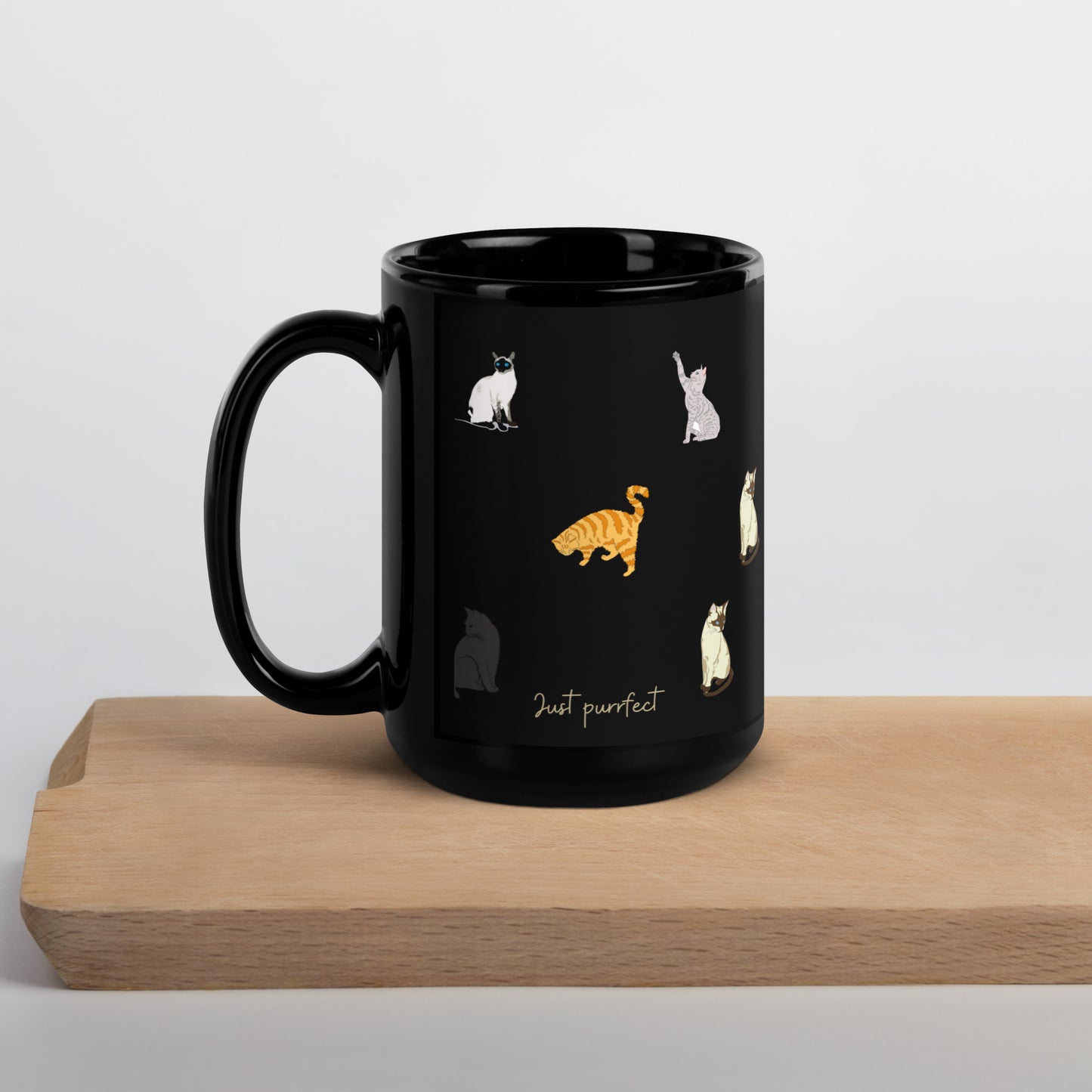 Cat Black Glossy Mug