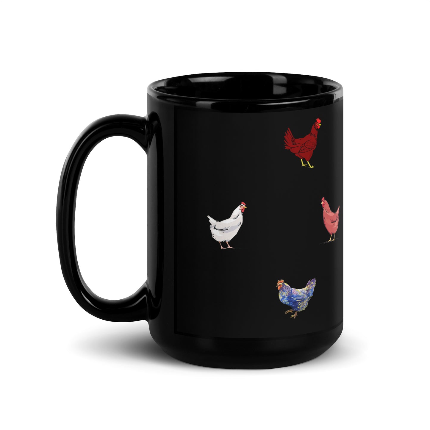 Chicken Black Glossy Mug