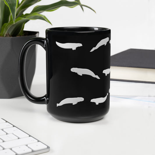 Beluga Whale Black Glossy Mug