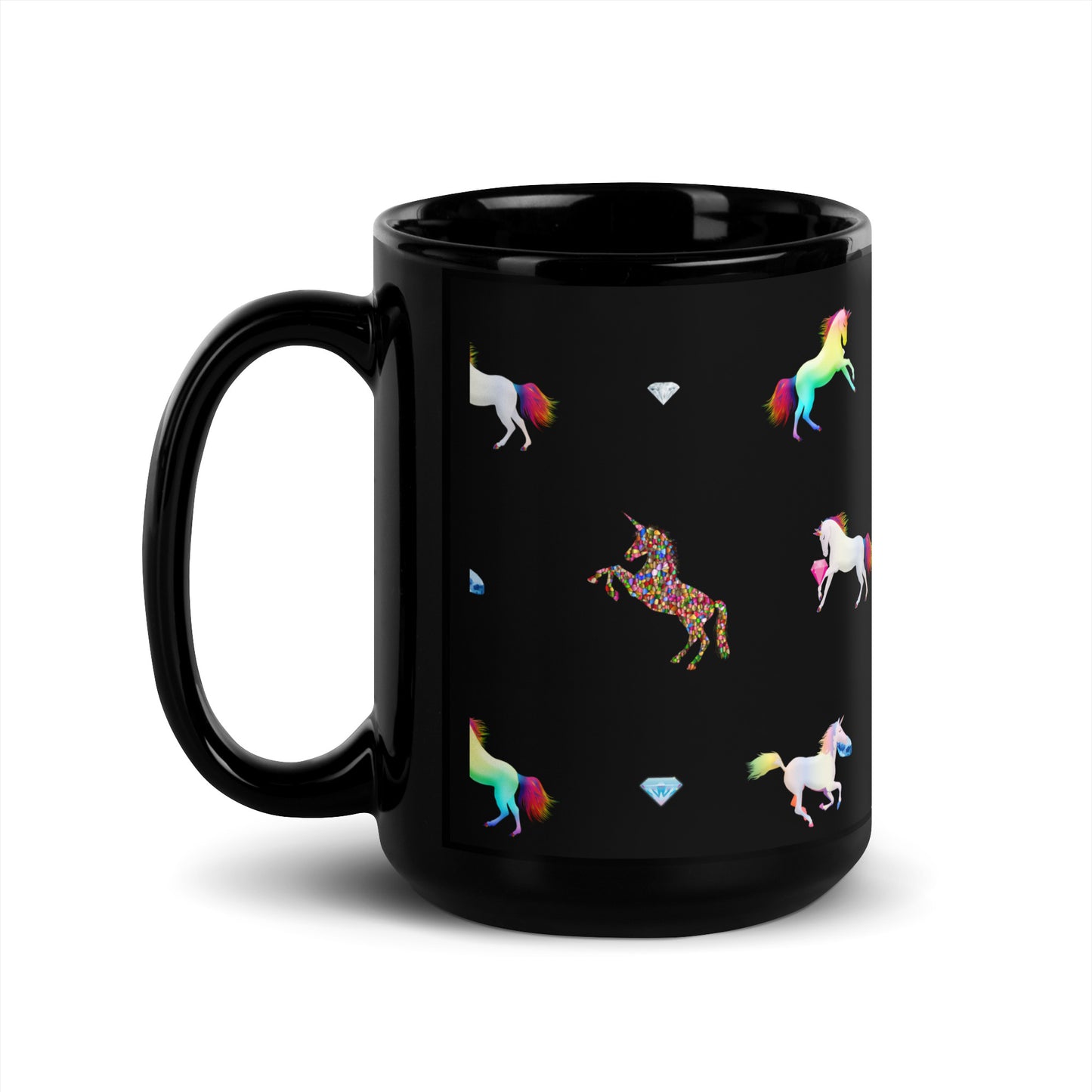 Unicorn Black Glossy Mug