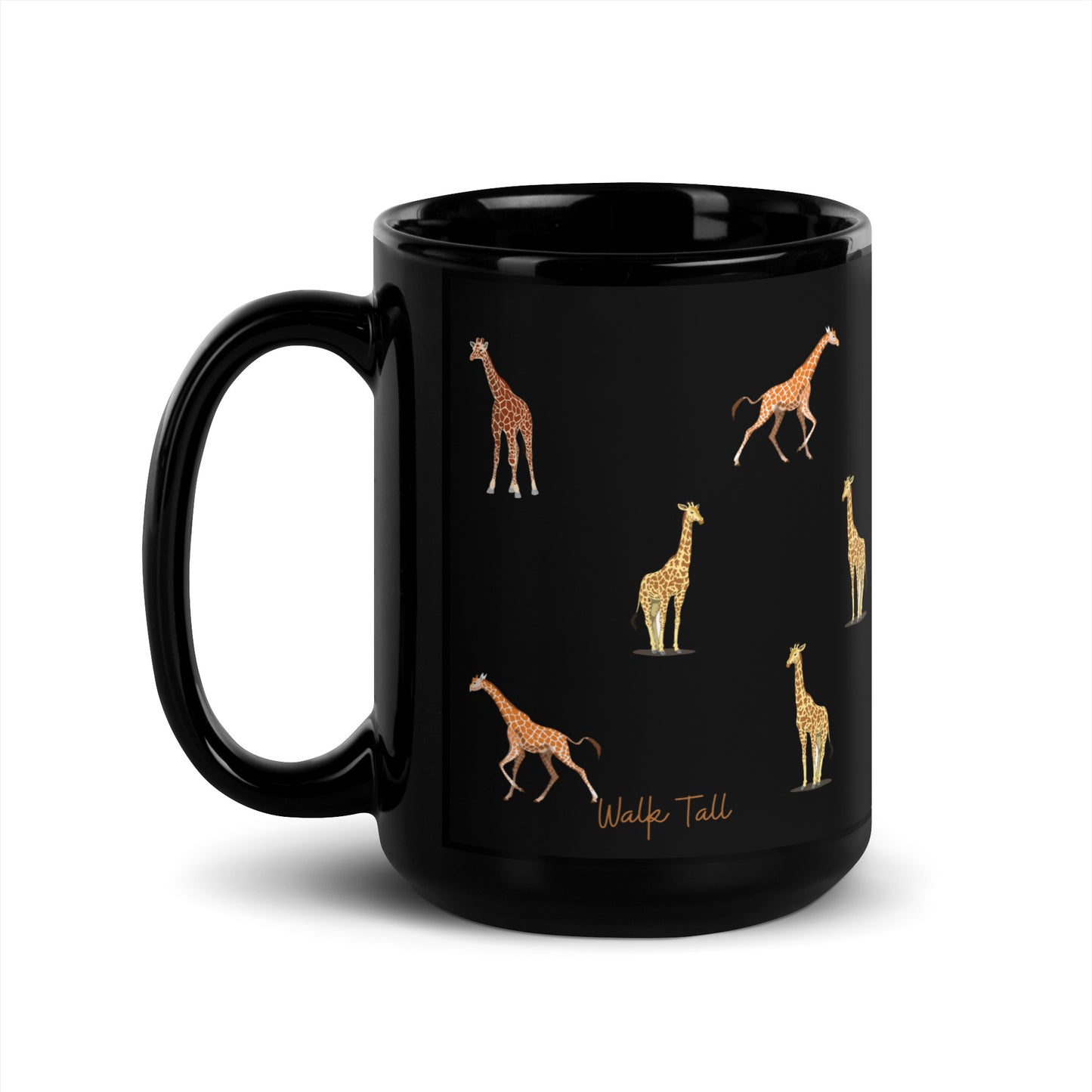 Giraffe Black Glossy Mug