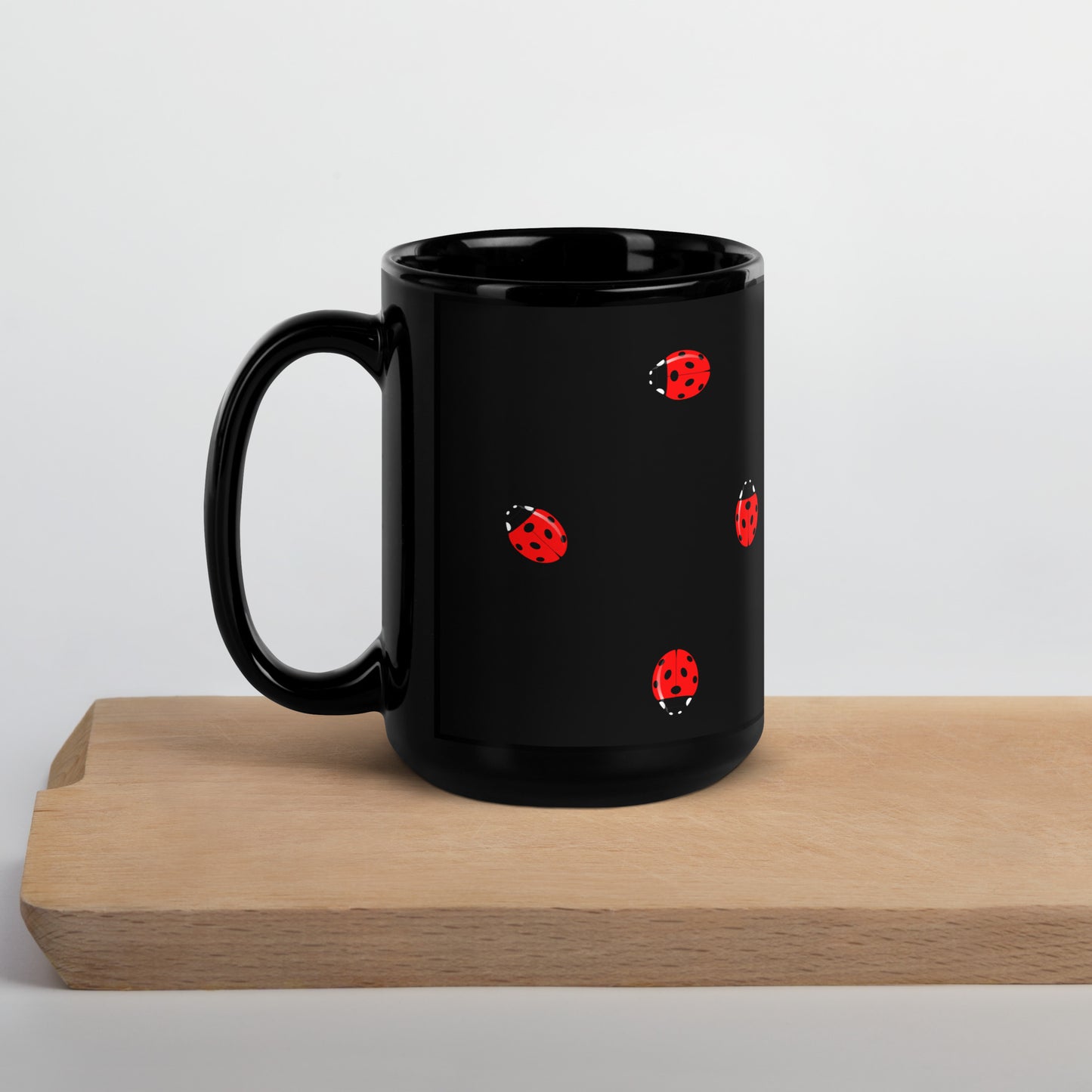 Ladybird Black Glossy Mug