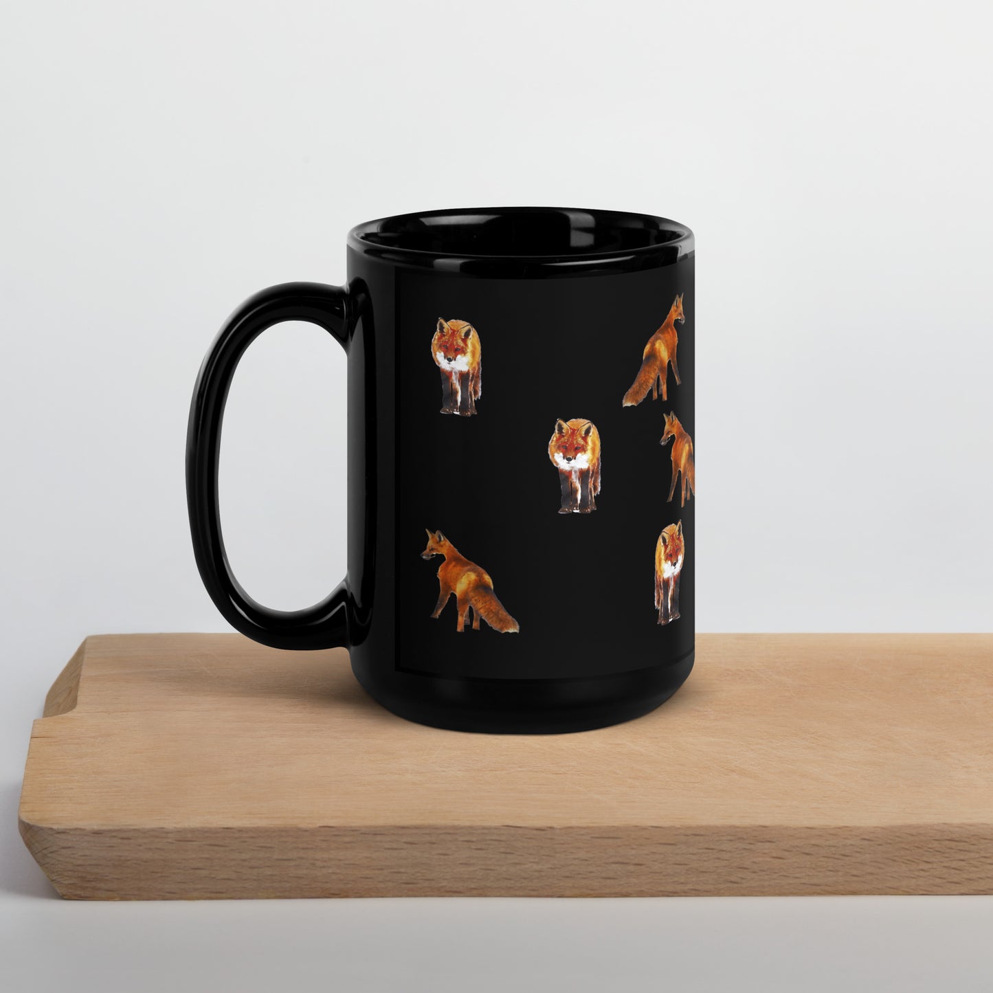 Fox Black Glossy Mug