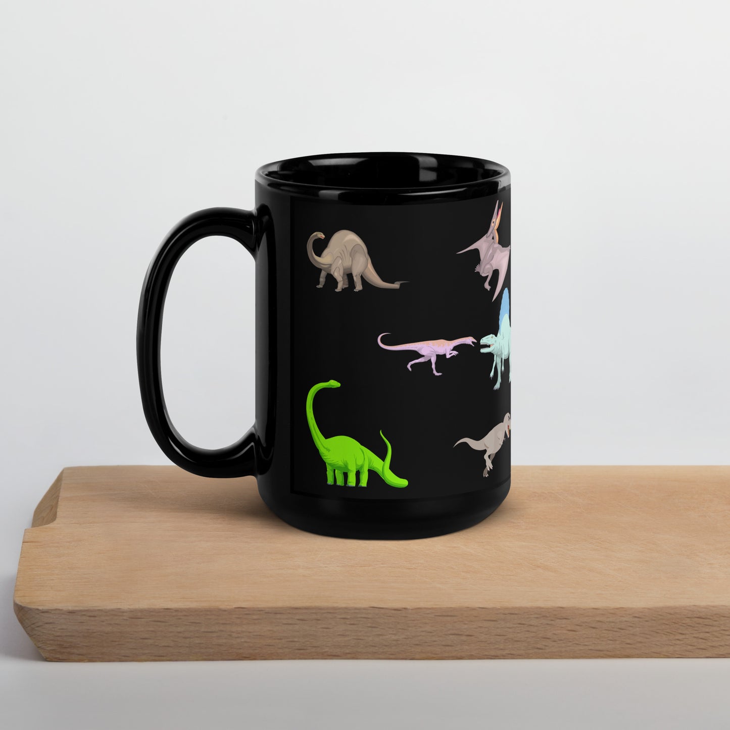 Dinosaur Black Glossy Mug