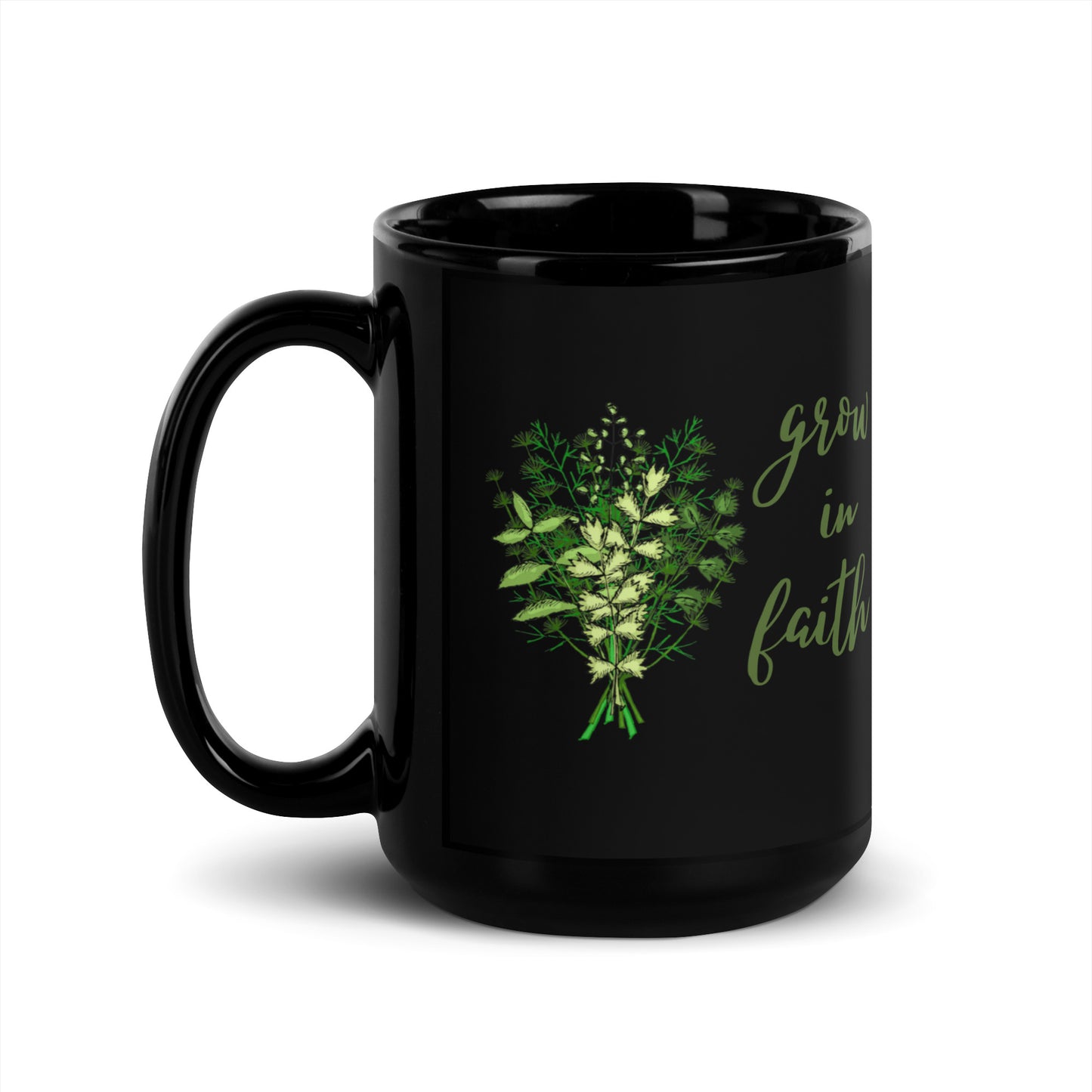 Faith Black Glossy Mug