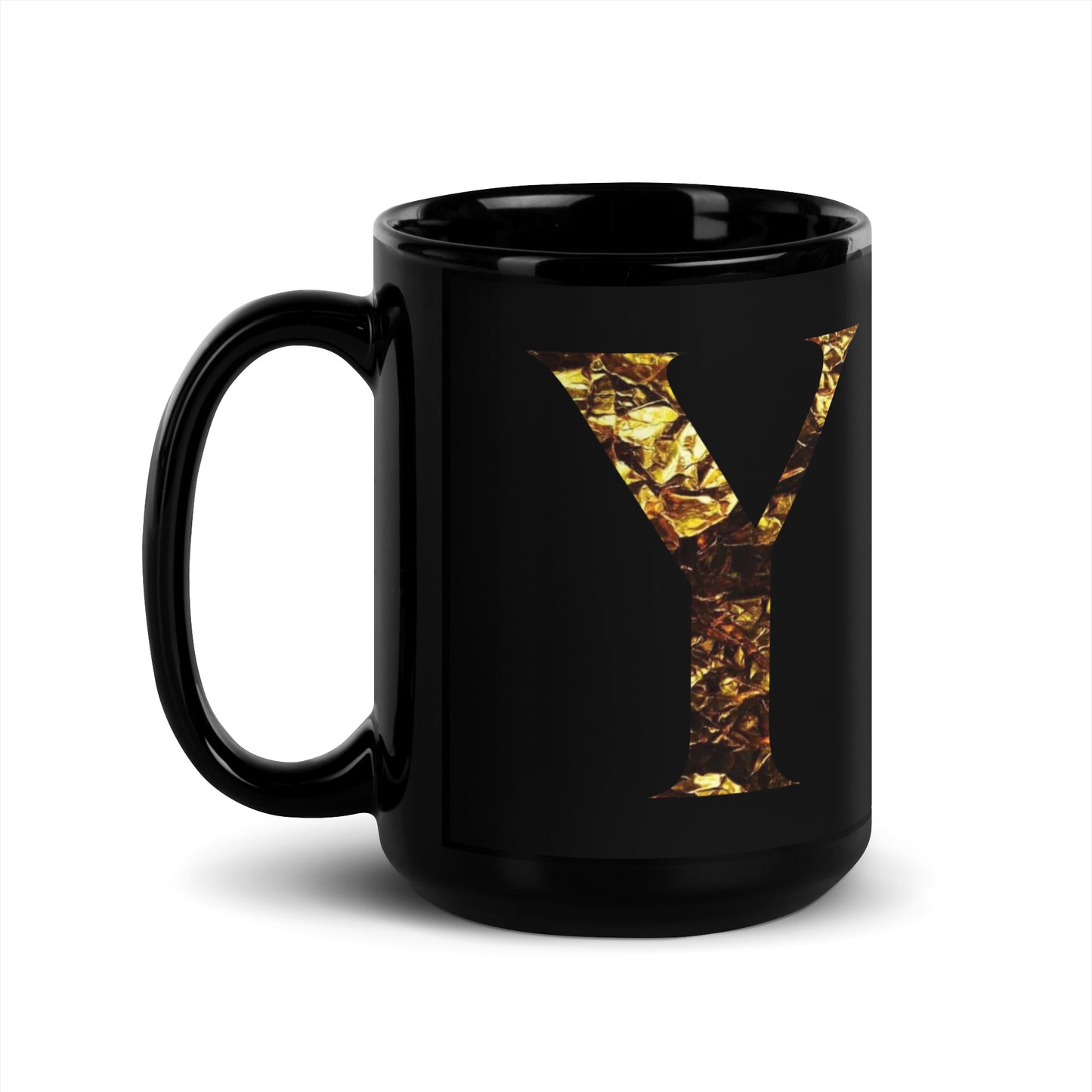 Monogram Y Black Glossy Mug