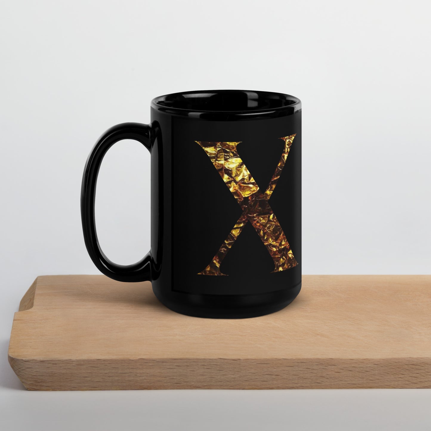 Monogram X Black Glossy Mug