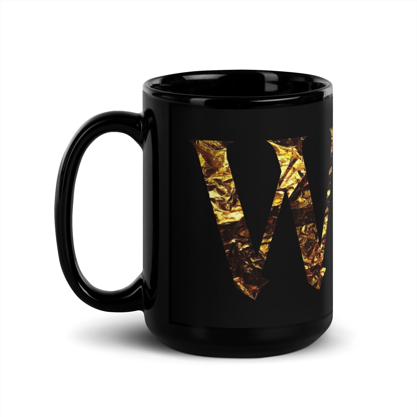 Monogram W Black Glossy Mug