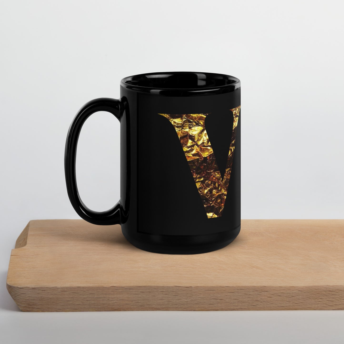 Monogram V Black Glossy Mug