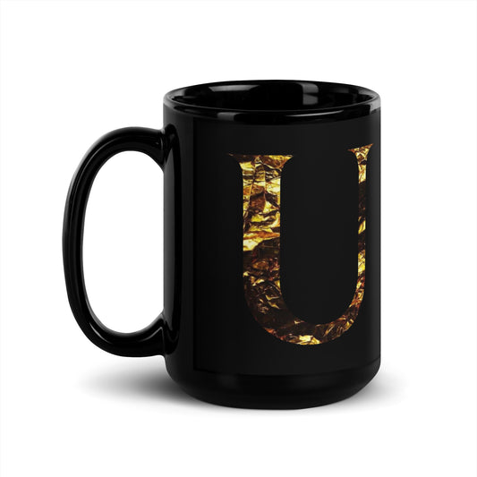 Monogram U Black Glossy Mug