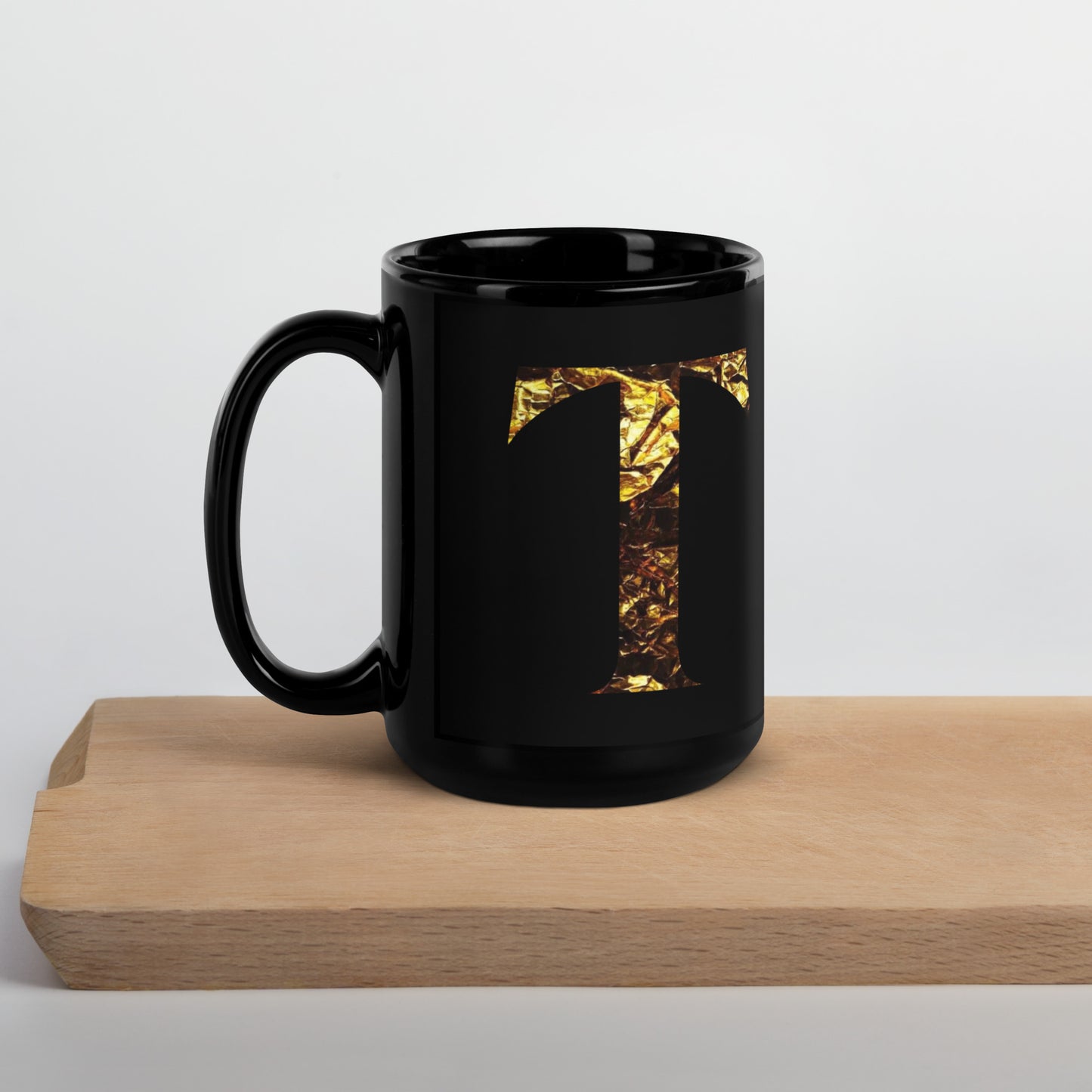 Monogram T Black Glossy Mug