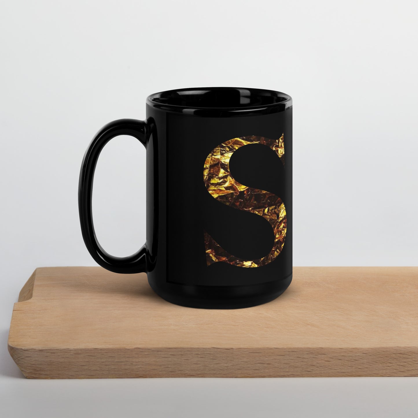 Monogram S Black Glossy Mug