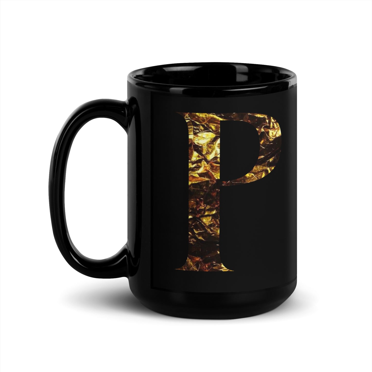 Monogram P Black Glossy Mug