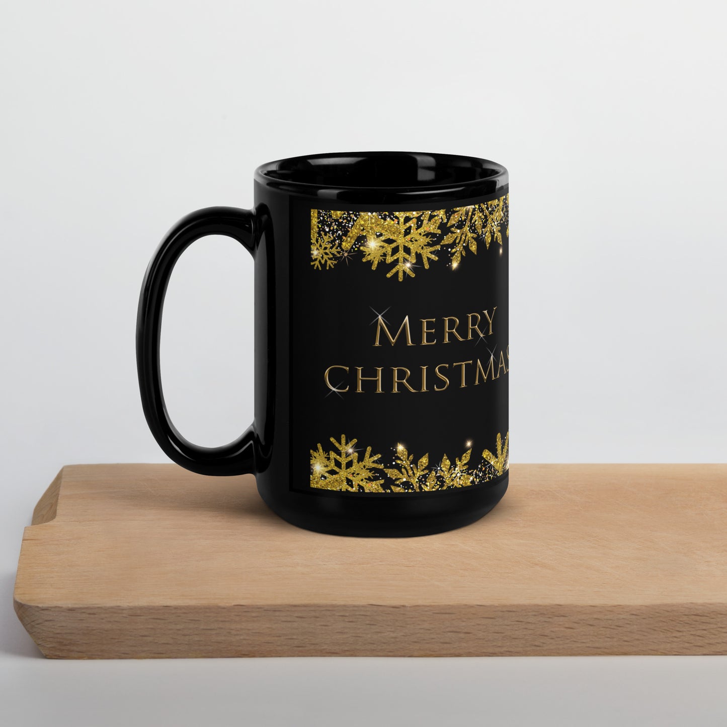 Merry Christmas Black Glossy Mug