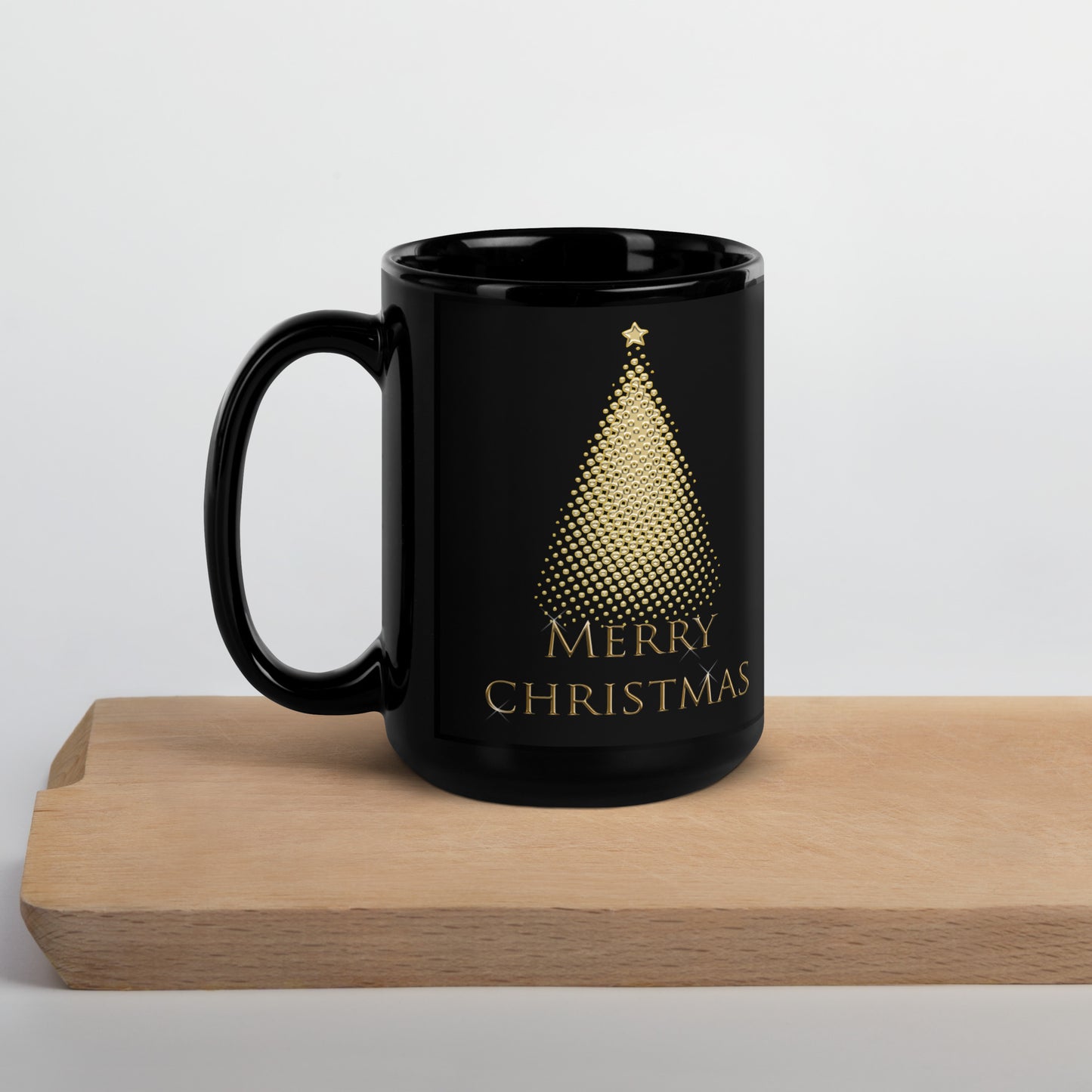 Christmas Tree Black Glossy Mug