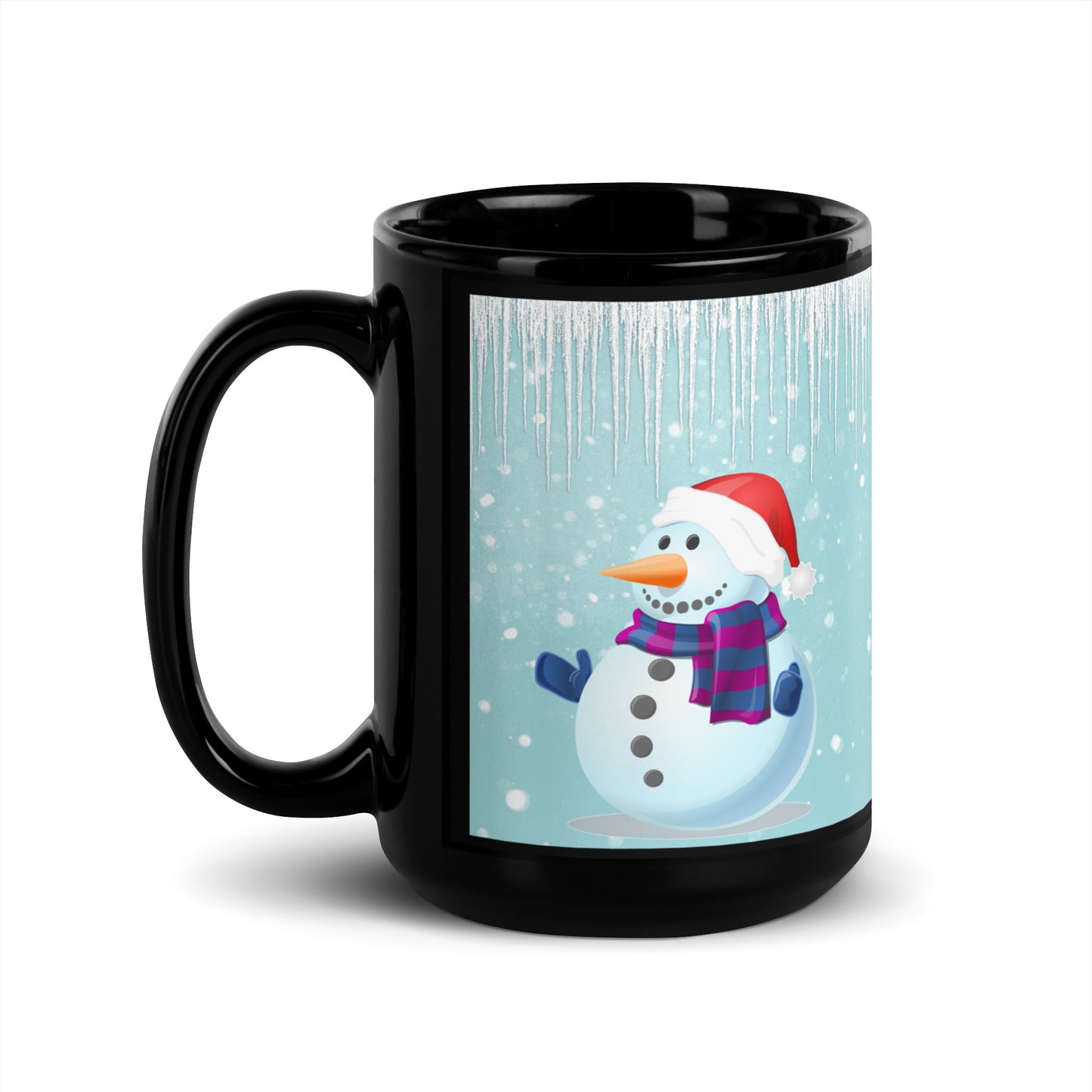 Ice Snowmen Black Glossy Mug