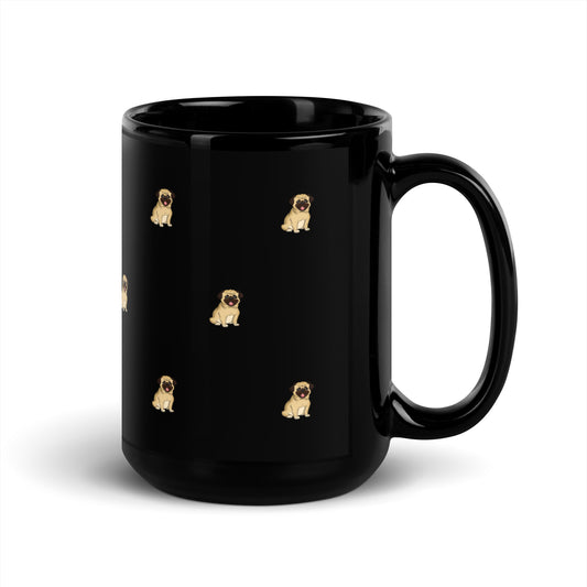 Pug Black Glossy Mug